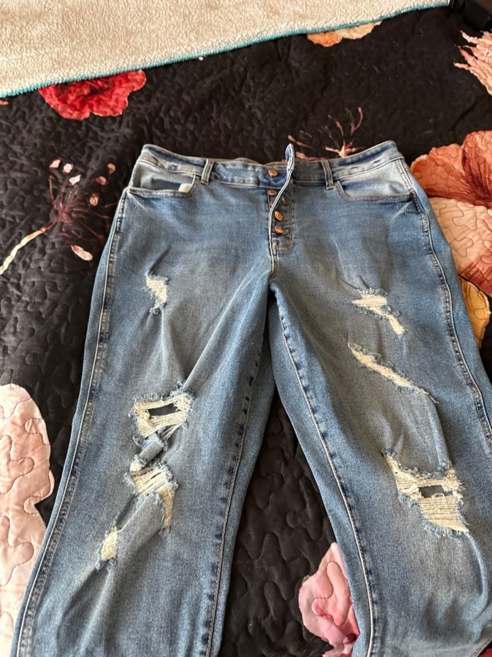 Maurices Faded Blue Ripped Boyfriend Jeans
